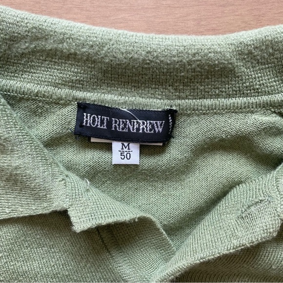 Holt Renfrew Sage Green Cotton Polo Shirt - Picture 2 of 8